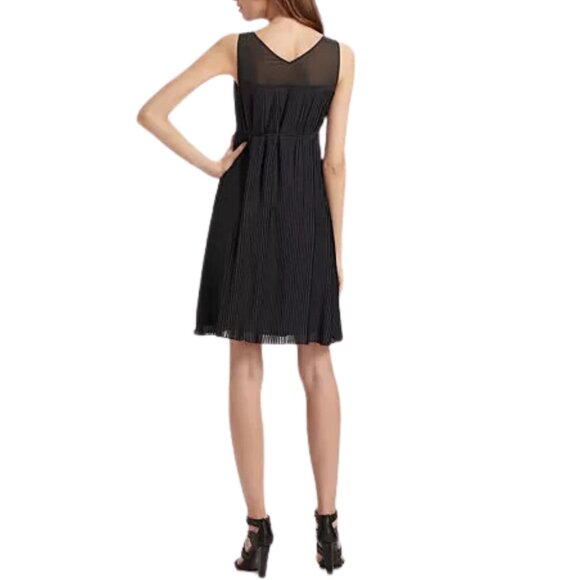 Eileen Fisher Silk Georgette Chiffon Micro Pleated Sleeveless Dress in Graphite - Picture 4 of 8